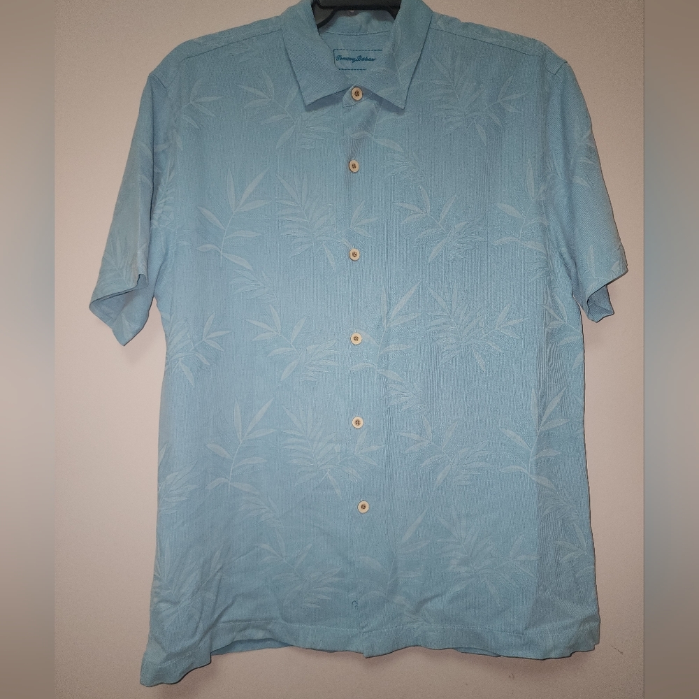 Tommy Bahama Blue Silk  Button Down Shirt L